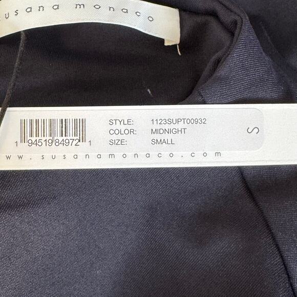 Susana Monaco Midnight Blue Crew Neck Long Sleeve Top NWT Size Small - Picture 8 of 9